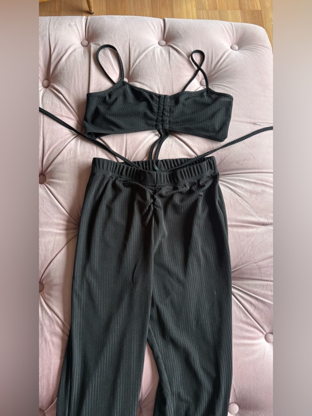 SHEIN Black Two Piece Flare Pant Set